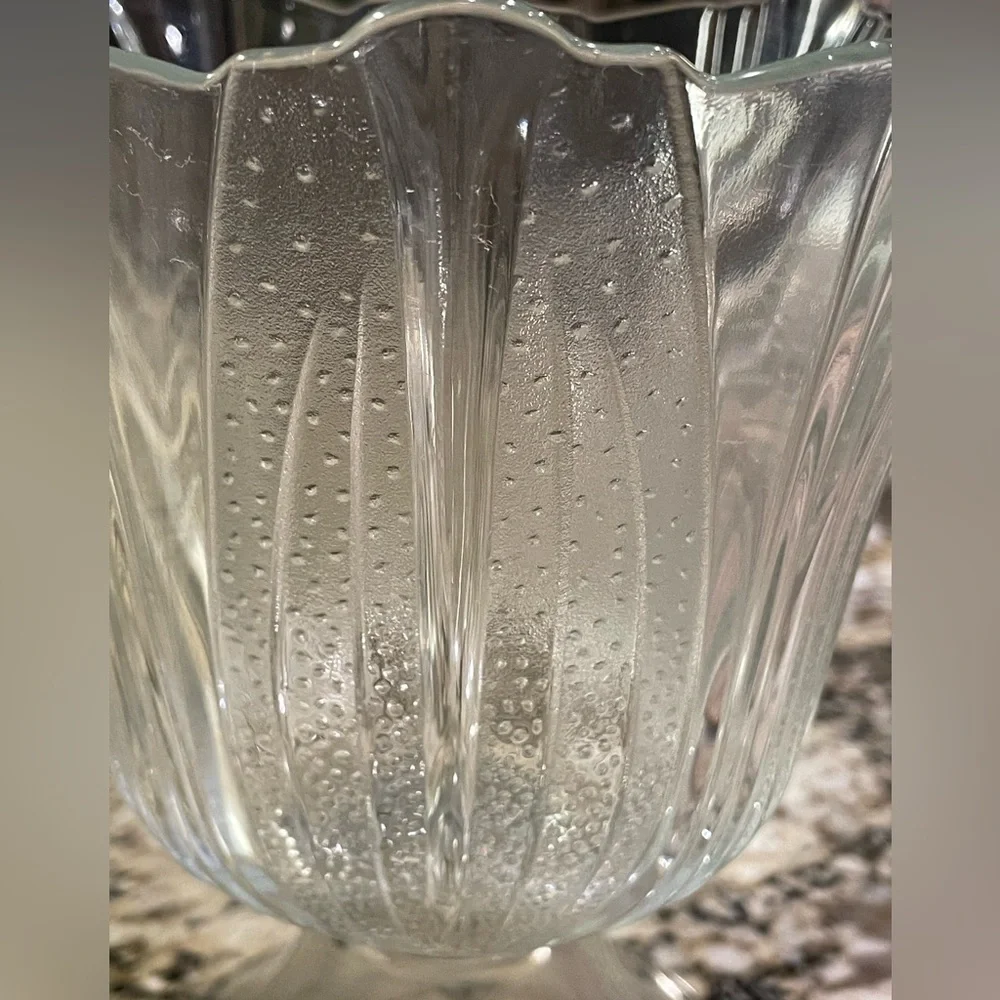 RARE FIND ~ VINTAGE 50’s Eduardian Footed Clear Glass Vase with tiny dotes.